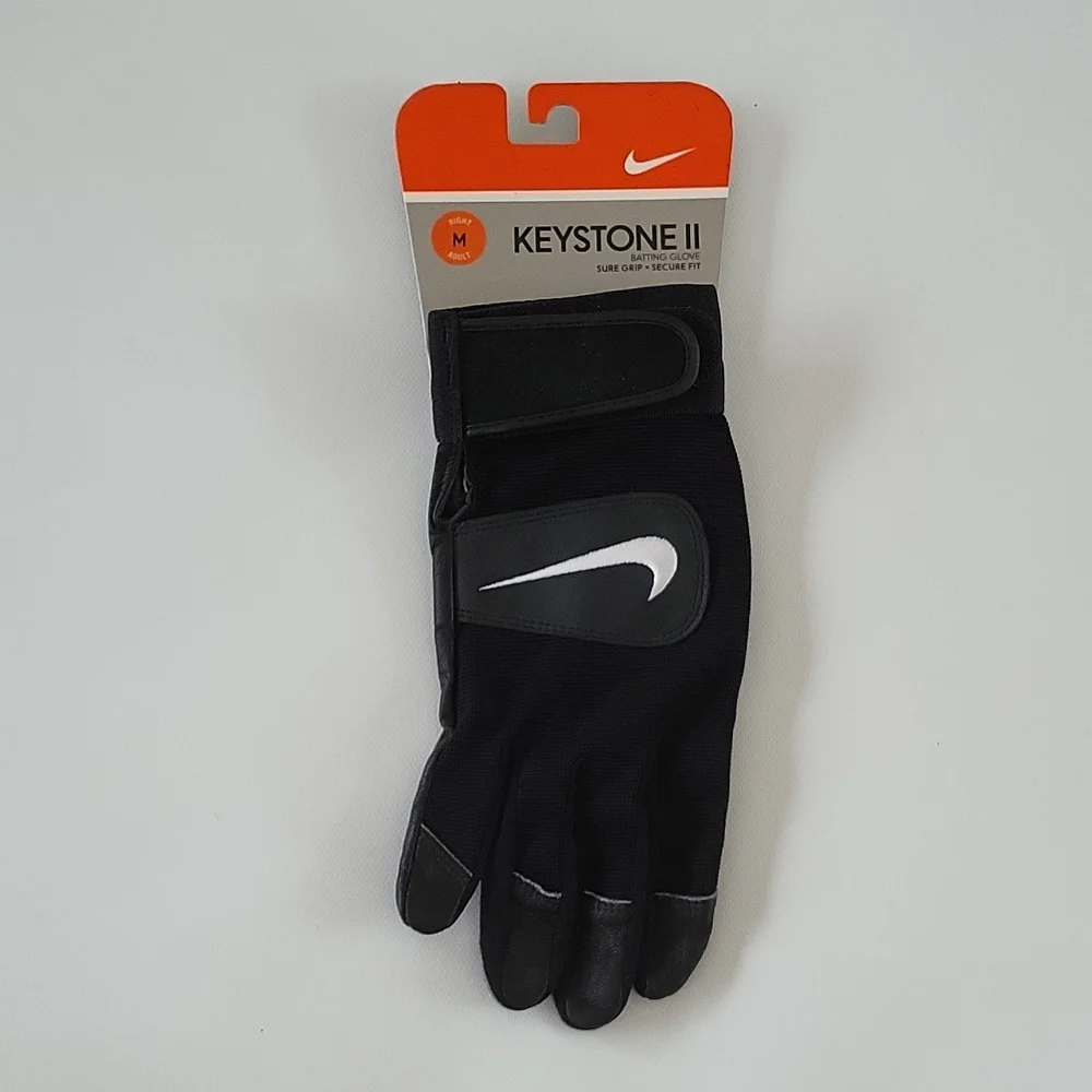 Nike Keystone II Glove Adult Medium Single Right Hand Black Batting Glove